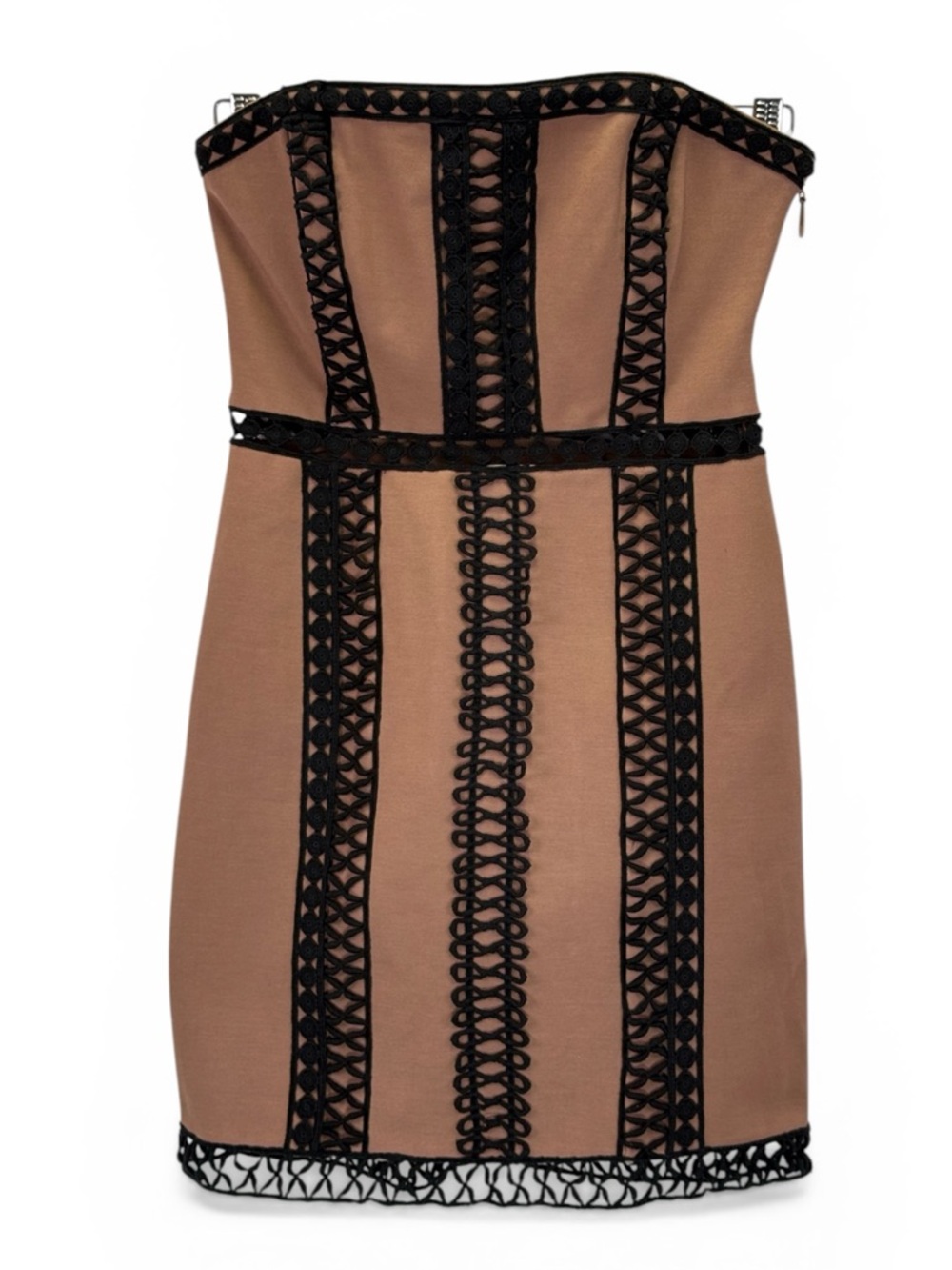 Free People Women's Strapless Brown Black Cocktail Mini Dress Size 0